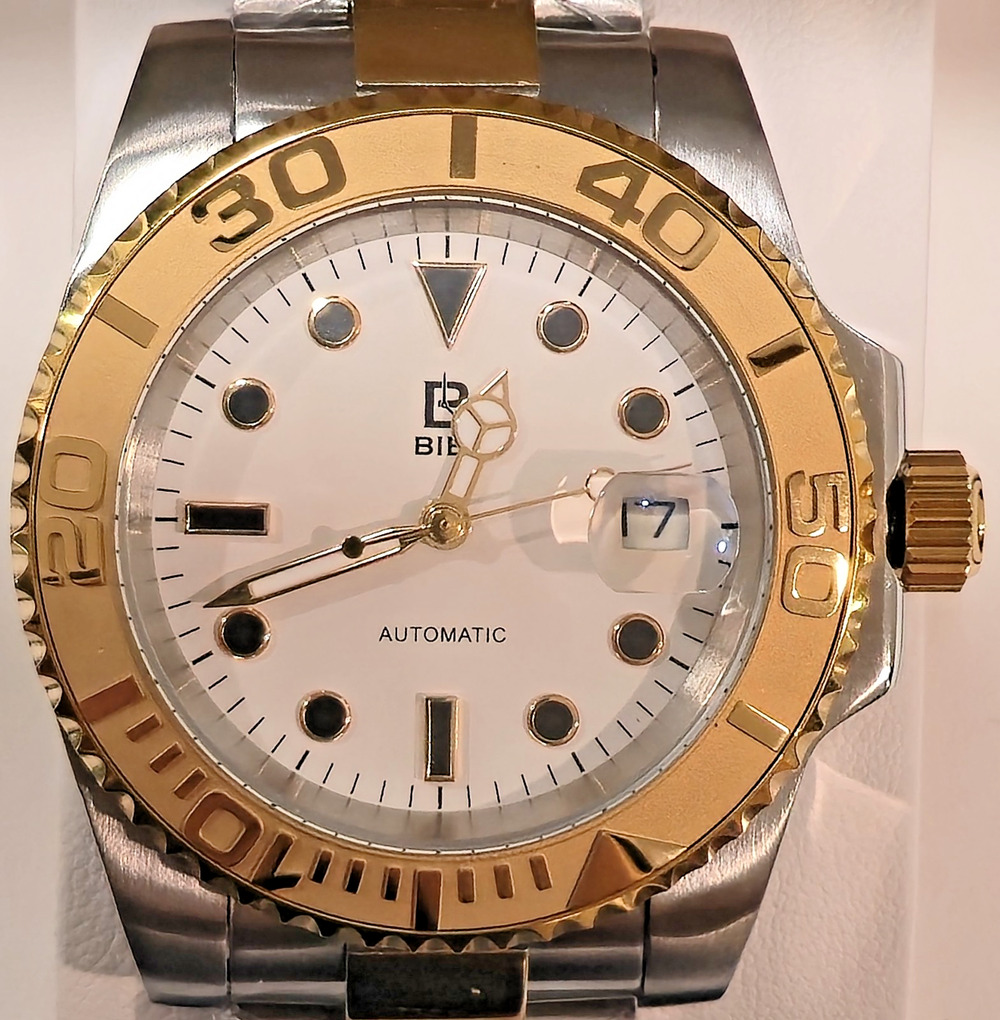 B1002 BiBI LUXURY White Dial Pro Diver, Gold Case, Two-Tone Bracelet